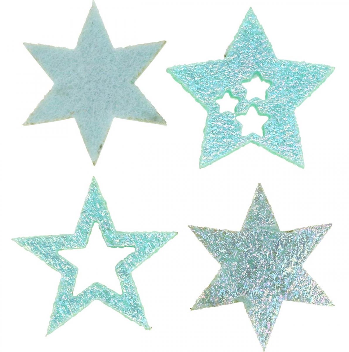 Decoratieve sterren voor handwerk Mint zelfklevend schuimrubber 4cm 36
