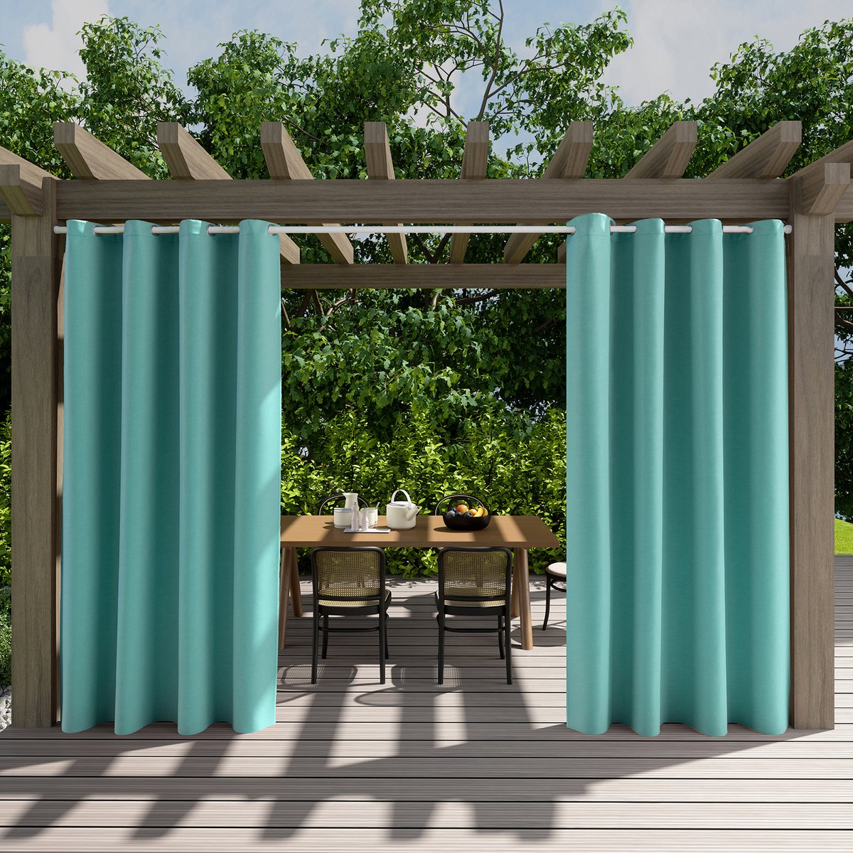 Qelus 1 Stuk Premium Buitengordijn Waterdicht - Slijtvast Outdoor Gordijn - Weerbestendig & Kreukvrij Balkongordijn - Rideau Extérieur - 132x213cm - Groen