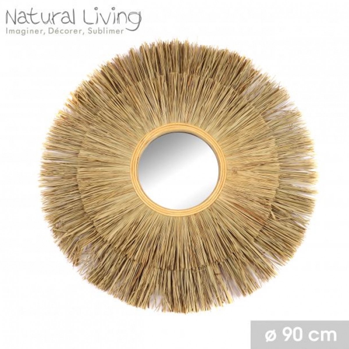 "NATURAL LIVING" Spiegel ECLIPSE van zeegroen gras Ø90 cm