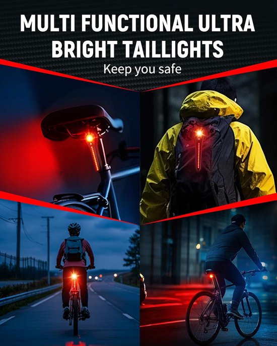 Slim Fiets Achterlicht - Rem Sensor - USB-C - IP64 - 5 Standen - Voor MTB & Wegfietsen — afbeelding 3