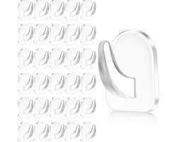 Handdoekhaakjes - 30 Stuks - Plakhaakjes - Acryl - Zelfklevend - Herbruikbaar - Klevende haak - Zelfklevende Haakjes - Kledinghangers, Sleutelhaken & Muurhaken - Voor badkamer keukenhanddoeken en meer - 3.3*2.4 cm - Transparant