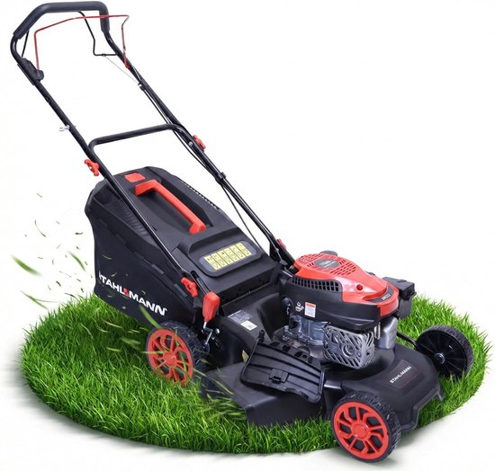 STAHLMANN benzine grasmaaier met aandrijving BR460 – 5,4pk (4,0kW) 170cc met aandrijving, 46cm maaibreedte, mulchen, maaihoogteverstelling, Easy Clean aansluiting, grote wielen, 60L mand
