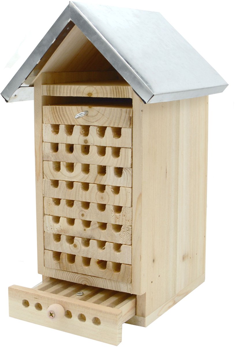 UNUS® Wildbijenhuis bienenhotel insectenhuis met observatielades hout 29,5 cm