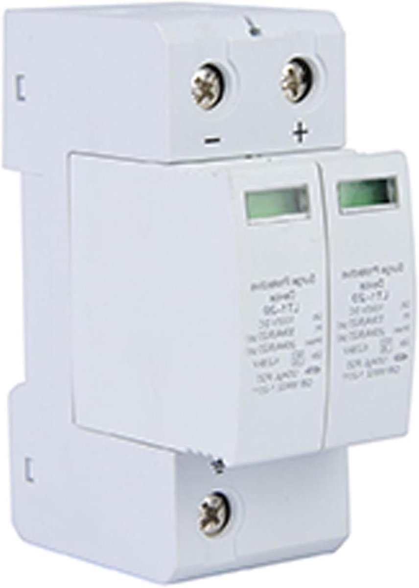 Allecto- Overspanningsbeveiliging - 2P 20/40KA - DC fotovoltaïsche bliksembeveiliging - laagspanningsafleider - nauwkeurige bescherming - Geschikt voor zonnepanelen - Zwart metaal.