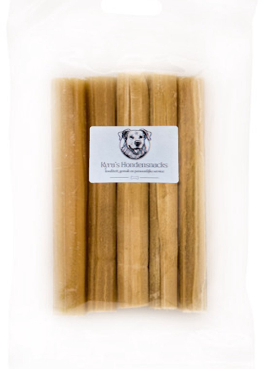 Pets Boutique Luxe Geperste Kauwstaven van Runderhuid (5st) - 12,5cm - Compact Hondenbot - 100% Natuurlijk - Gebitsreinigend - Stevig Tussendoortje