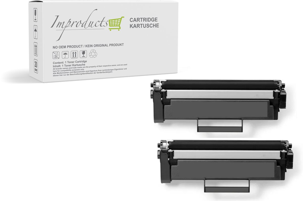 Improducts® Toner - Alternatief Brother 2x TN-1150 / TN1150 - Zwart - Hoge Inhoud XL
