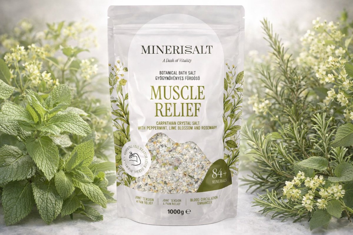 Minerisalt Muscle Relief Badzout van Praid met Pepermunt, Lindebloesem en Rosmarijn