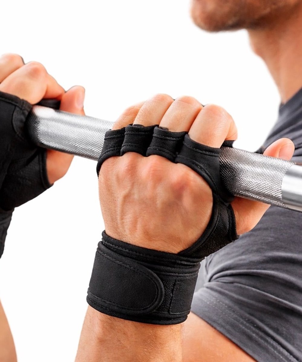 Fitness Gloves I Fitness Handschoenen I Sport Handschoenen I Grip Handschoenen I Antislip I Gewichtheffen I 1 Paar I Zwart I Maat M