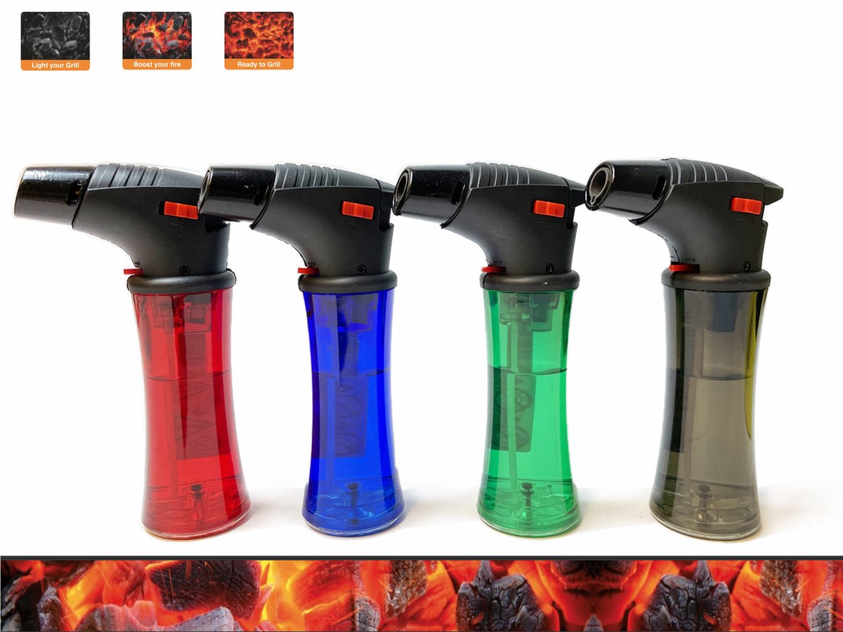 Turbo Gasbrander - 4 stuks- Crème Brûlée brander - VIO® - Koksbrander - Keukenbrander - Verstelbaar vlam - navulbaar gas