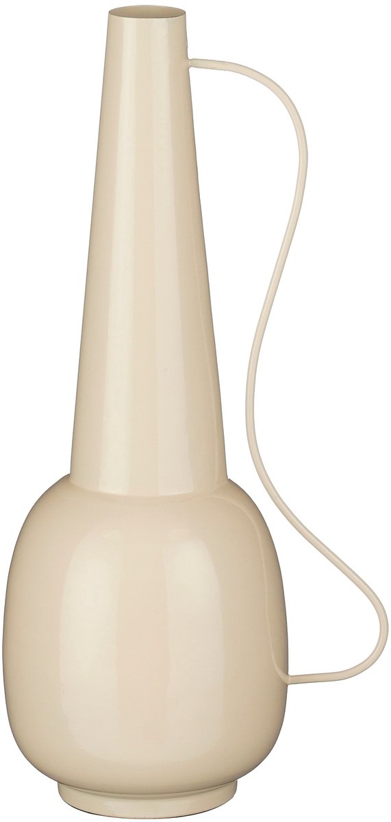 Mica Decorations Tosno Decoratieve Vaas - Bloemenvaas 24 x 20 x 43 cm - Woondecoratie Bloemvaas voor Binnen - IJzer, MDF, Fluweel - Off-white Gebroken wit