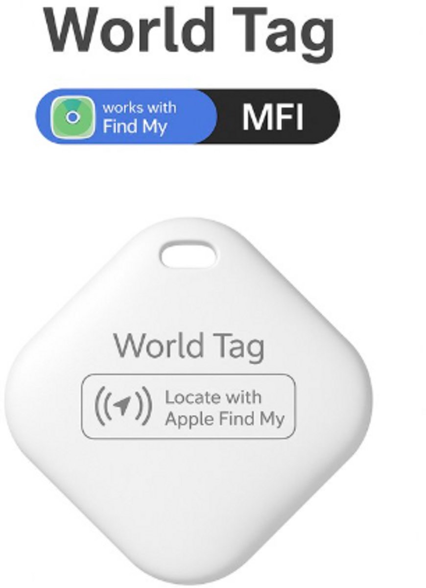Mini GPS Tracker - Geschikt voor volgen Live Locatie via Find My (iOS) - Alleen geschikt voor Apple, niet geschikt voor Android - Sleutelzoeker voor Fiets, Auto, Koffer, Hond & Meer - Gecertificeerd - Wit