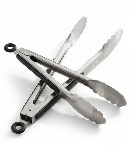 BARDI 2 Pinces de Cuisine Premium en Inox - Set de Pinces Multifonctionnelles 23CM & 30CM - Pince à Viande - Pince à Servir - Pince à Salade - Set de Pinces - Pinces de Cuisine - Résistant à la Chaleur & Lave-Vaisselle.