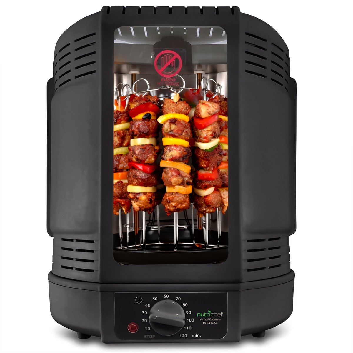 NutriChef Multifunctionele Shoarmagrill - 22,5 L Rotisserie Keukenoven, Verticale Glazen Deur, Timer & Temperatuurregeling.