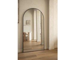 Mølin Mirrors - 200x100 - Zwart - Grote Staande Spiegel - Boogspiegel - Passpiegel - Wandspiegel - Geschikt voor slaapkamer en woonkamer