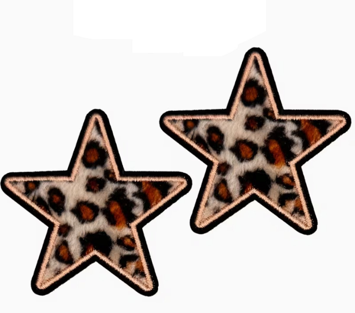 Strijkemblemen luipaard sterren - 2 stuks - strijkapplicatie luipaard ster - stofapplicatie ster - leopard