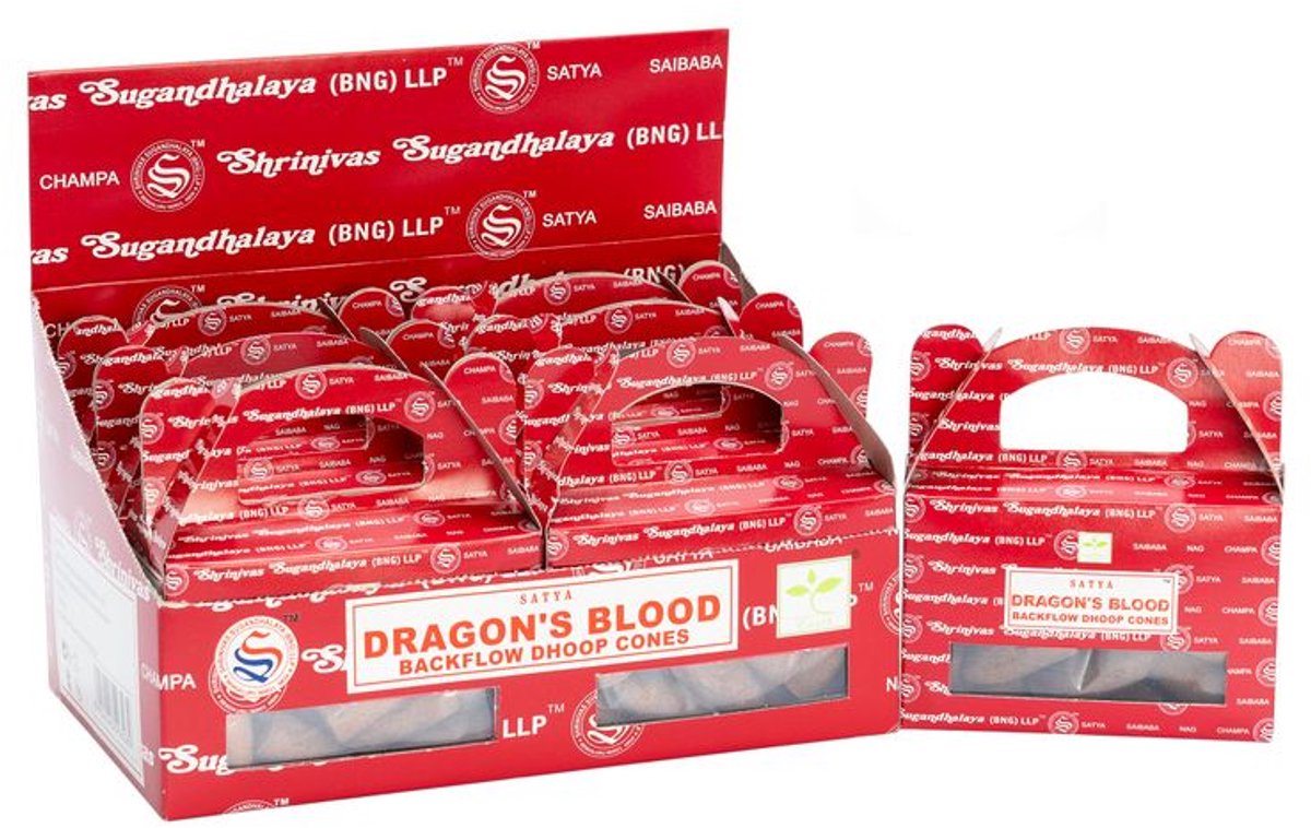 Doos met - Satya Dragon's Blood Backflow Dhoop Cone