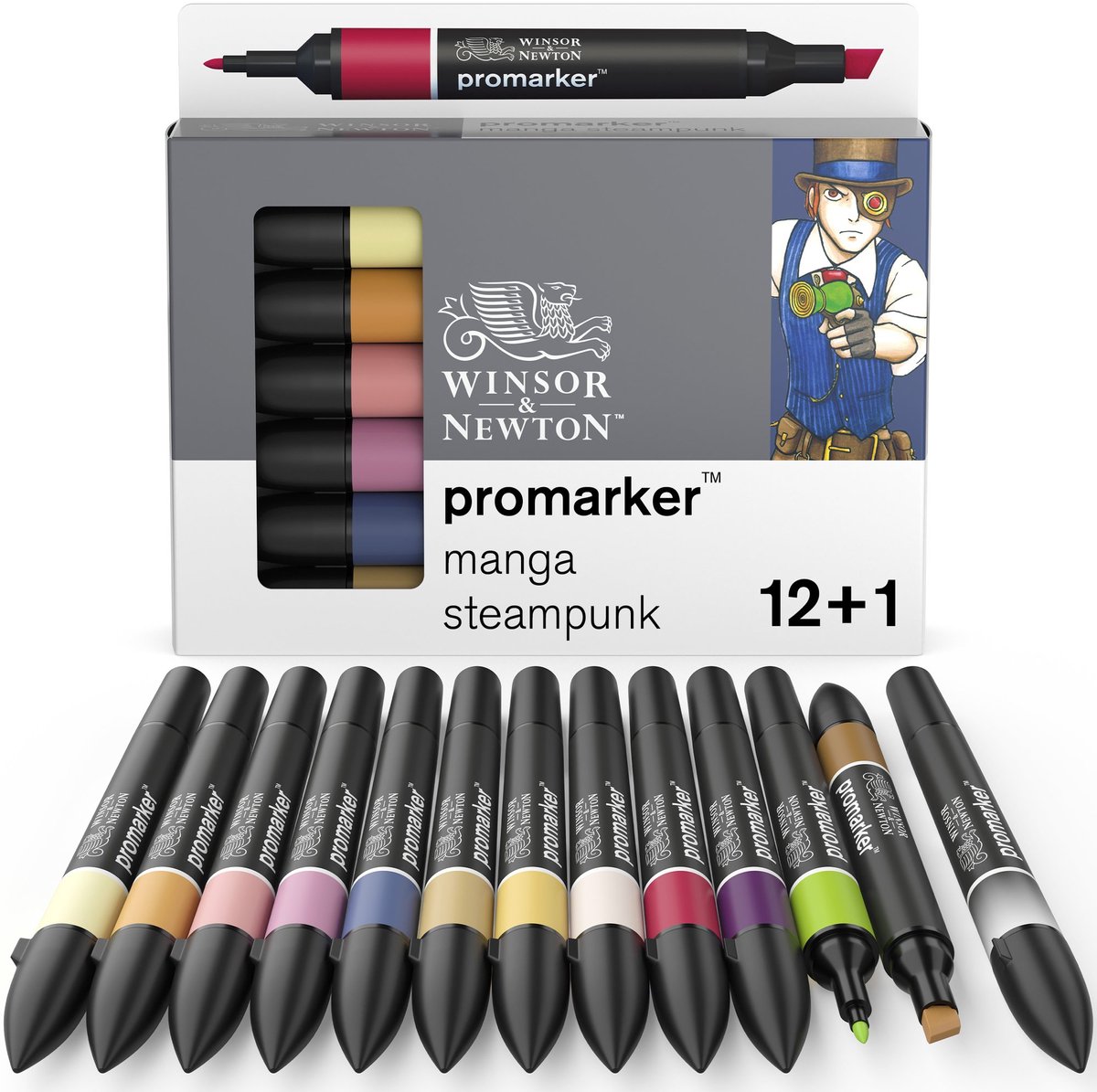 Winsor & Newton Promarker™ 12+1 Manga Steampunk Set | Professionele layoutmarkers & alcoholmarkers