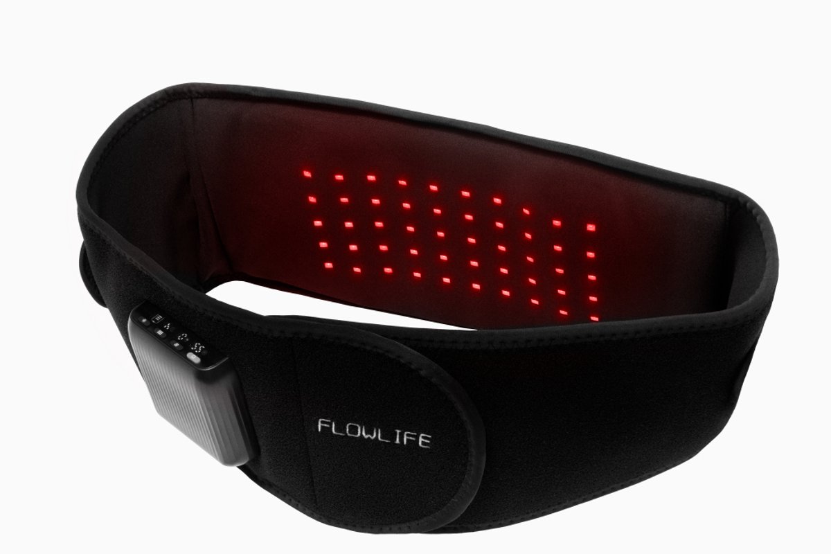 Flowlife Flowtherma Belt – Warmte, Vibratie & Roodlicht Therapie Rugband – Spierherstel & Pijnverlichting – 40–55°C Instelbare Warmte – Ondersteuning Onderug
