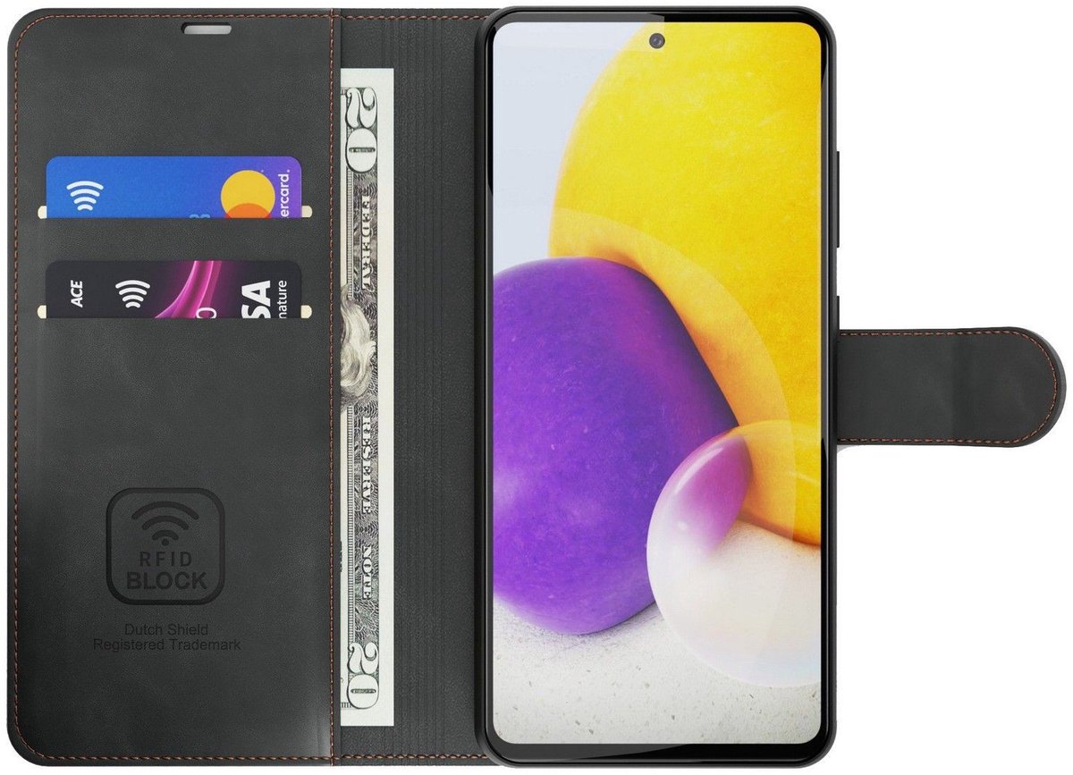 Hoesje Geschikt voor Oneplus Nord 2 Hoesje met Anti Skim Bescherming - Bookcase Cover - Black - Luxe Telefoonhoesje Wallet Case Pasjeshouder PU Leder