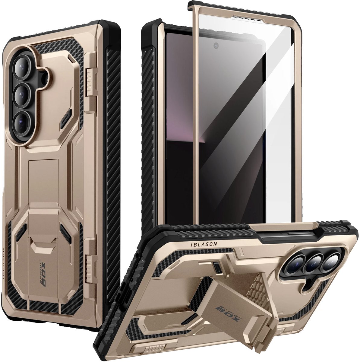iBlason ArmorBox hoesje - Geschikt voor Samsung Fold 7 - Desert - Kickstand