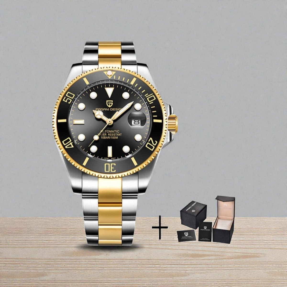 Pagani Design PD-1639 Duo-Zwart Heren Automatisch Duikhorloge - 43mm RVS met Saffierglas, Keramische Bezel, Japanse Automatische Beweging - Verkrijgbaar in 4 Kleuren