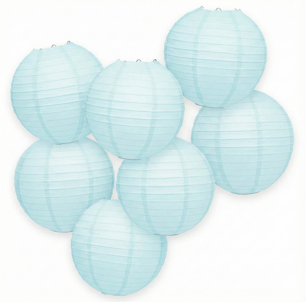7-set LMPN® papieren lampionnen - kristalblauw - 25cm - kristalblauw lampion
