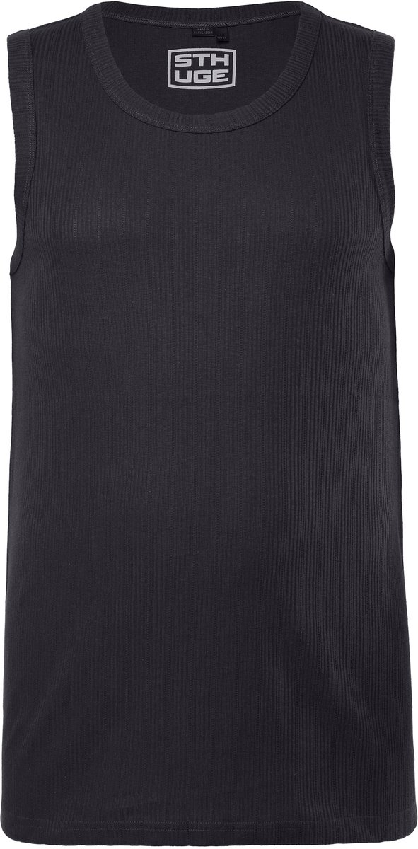 STHUGE - Heren - Tanktop structuur jersey - Zwart - Maat 3XL