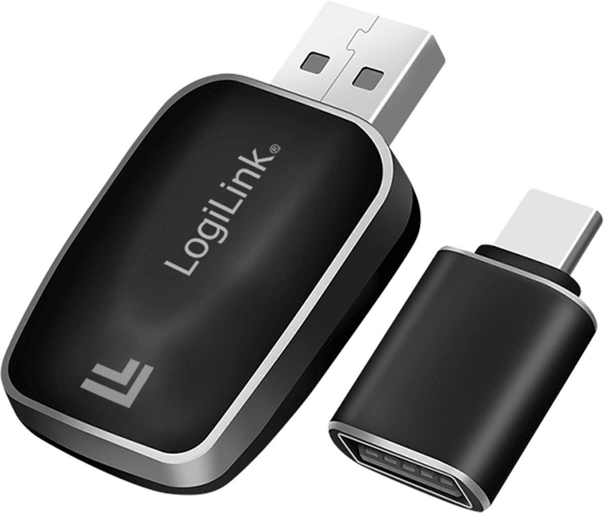 LOGILINK Draadloze Bluetooth 5.0 auto-adapter voor CarPlay en Android Auto, USB-A + USB-C, zwart