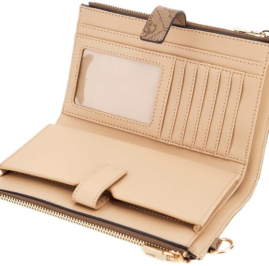 GUESS porte-monnaie Laurel II SLG Double Zip Organizer Latte Logo beige