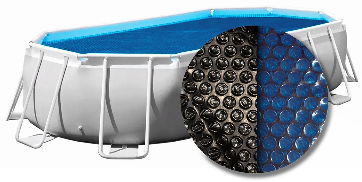 W'eau solar cover ovaal - 610 x 305 cm (zeilmaat 591 x 278) - Zwart/Blauw