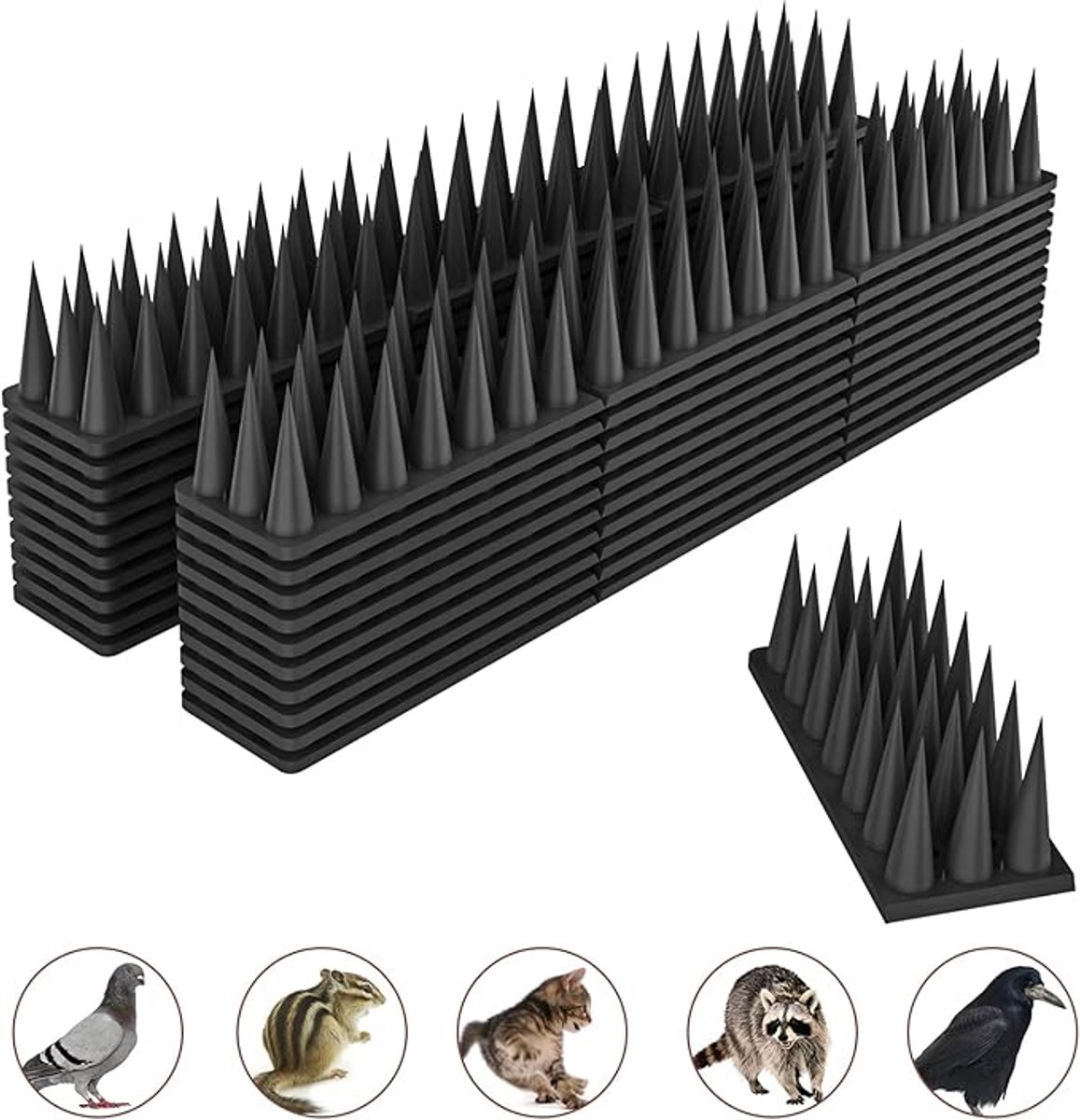 Famanu – Duivenafweer - Vogelpinnen 5.7m Vogelafweer Kattenafweer Duivenafweer afschrikken voor Balkon,Terras,Ramen,Tuuin (20 stuks-Zwart)