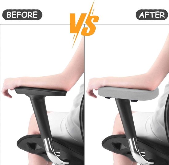 Armleuningkussens set van 2 stuks voor extra comfort - Ergonomische zachte armleuningen voor bureaustoel, gamingstoel, rolstoel en campingstoel - Grijs — afbeelding 5