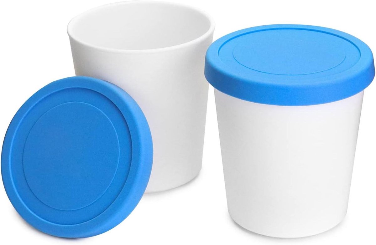 Allecta- ijscontainers - herbruikbare diepvriesopslagcontainers - set van 2 - 1 liter - geschikt voor voedsel - transparant - herbruikbaar - diepvries - Food Grade - ijsbakjes - opbergcontainers