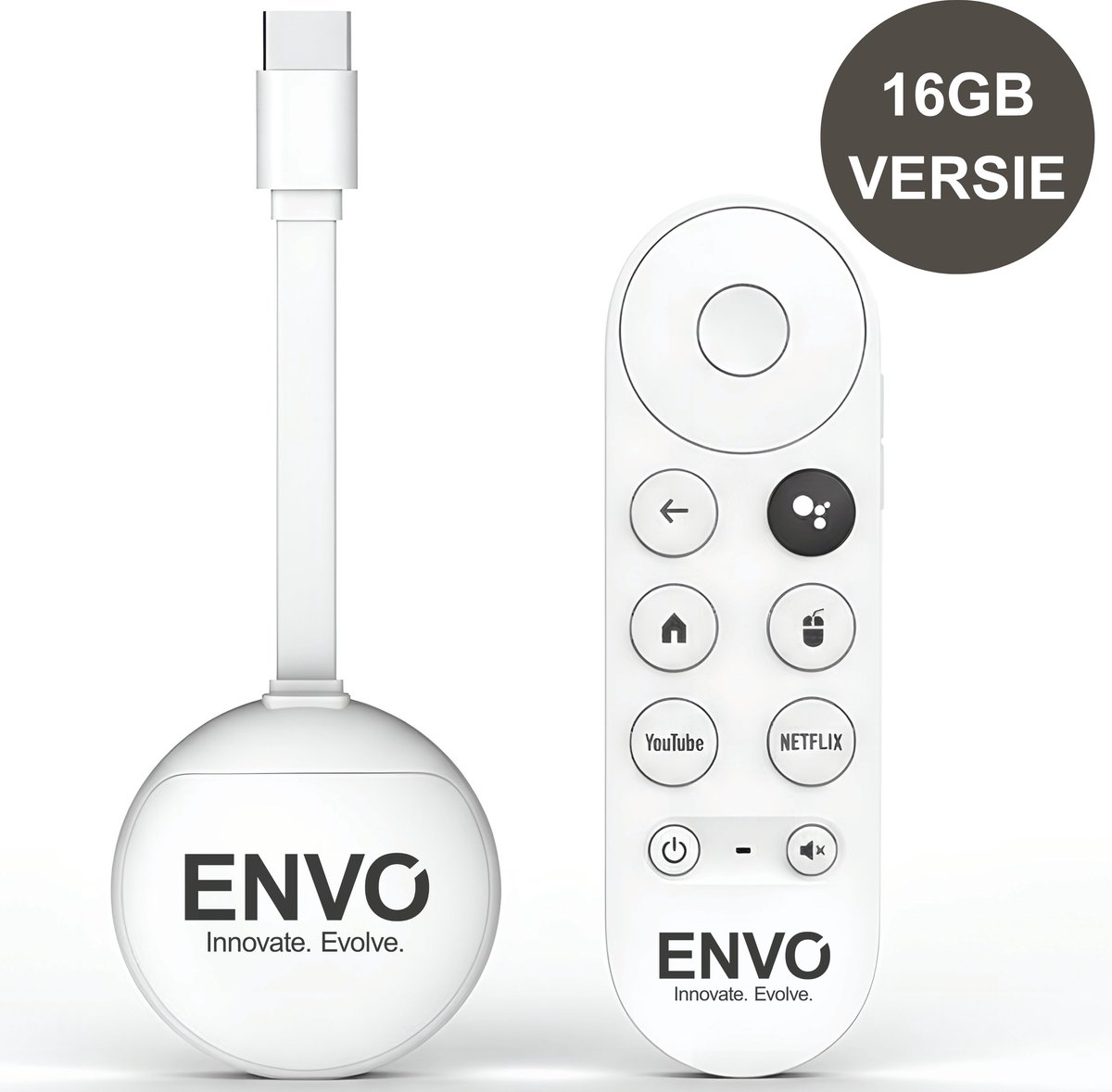 Envo Android TV Dongle 4K – 16GB Streaming Box met WiFi & Bluetooth – Google Assistant – Netflix, Prime, Videoland, Disney+ en meer!