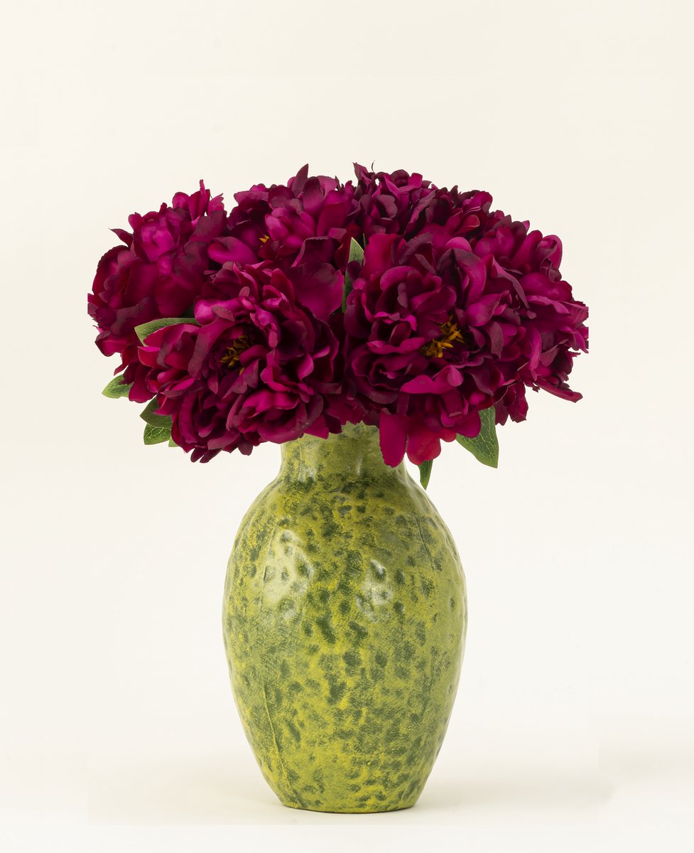 Easyplants | Kunstboeket - Easyplants - Peony Aubergine 39 Cm - Zijde Kunstbloemen - Kunstboeketten | Zijde | Nepbloemen | Bordeaux, Groen | Onderhoudsvrij | Kant-en-klaar