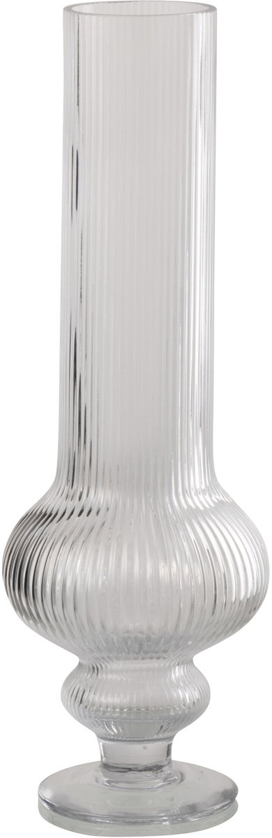 J-Line vaas Ada Geribbeld - glas - transparant - medium
