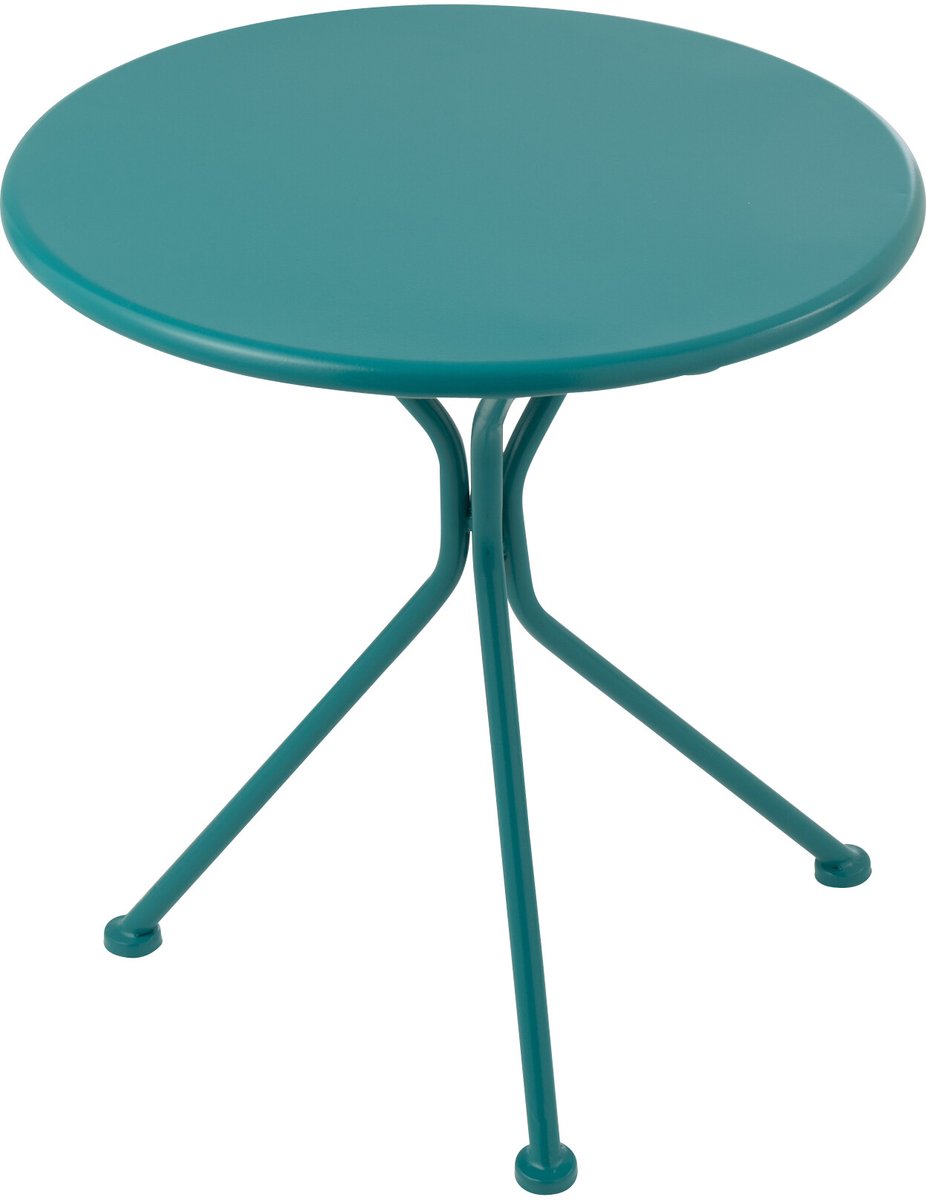 J-Line tafel Tripod Rond - metaal - turkoois - small Blauw