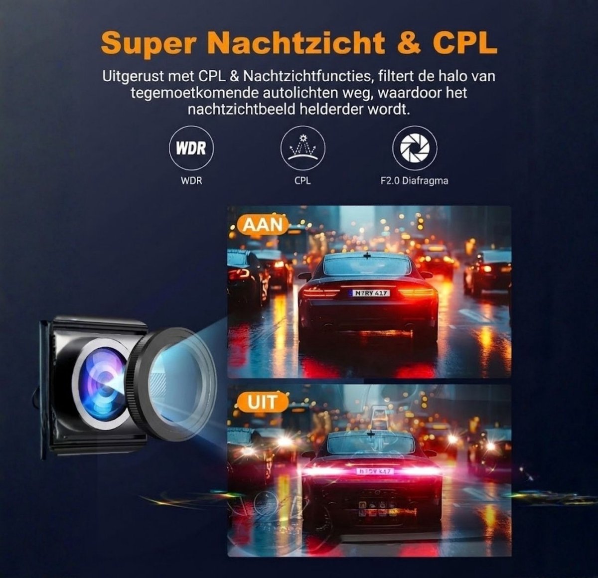 SNJY® Dashcam voor Auto - Auto Camera - Dashcam Voor en Achter - 4K+1080P - Zwart - 64 GB – foto 3