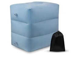 Famanu - Voetsteun, hoogtekussen voor trein, auto en vliegtuig, opblaasbaar voetkussen, reiskussen, strand- en campingkussen, multifunctioneel kussen tot 42 x 38 x 45 cm (lichtblauw)