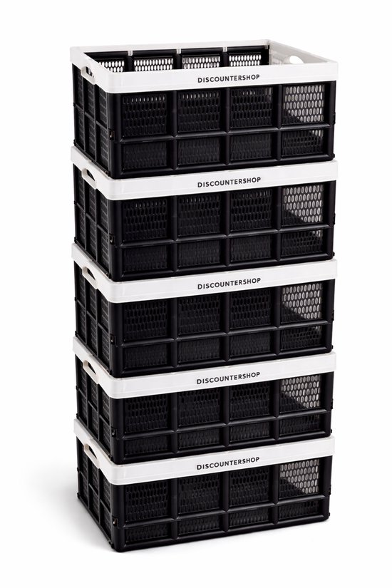 Set de 5 Caisses Pliables Pliables 32 Litres - Pratiques et Gain de Place - Plateaux de Rangement Wit - 48x35x24cm