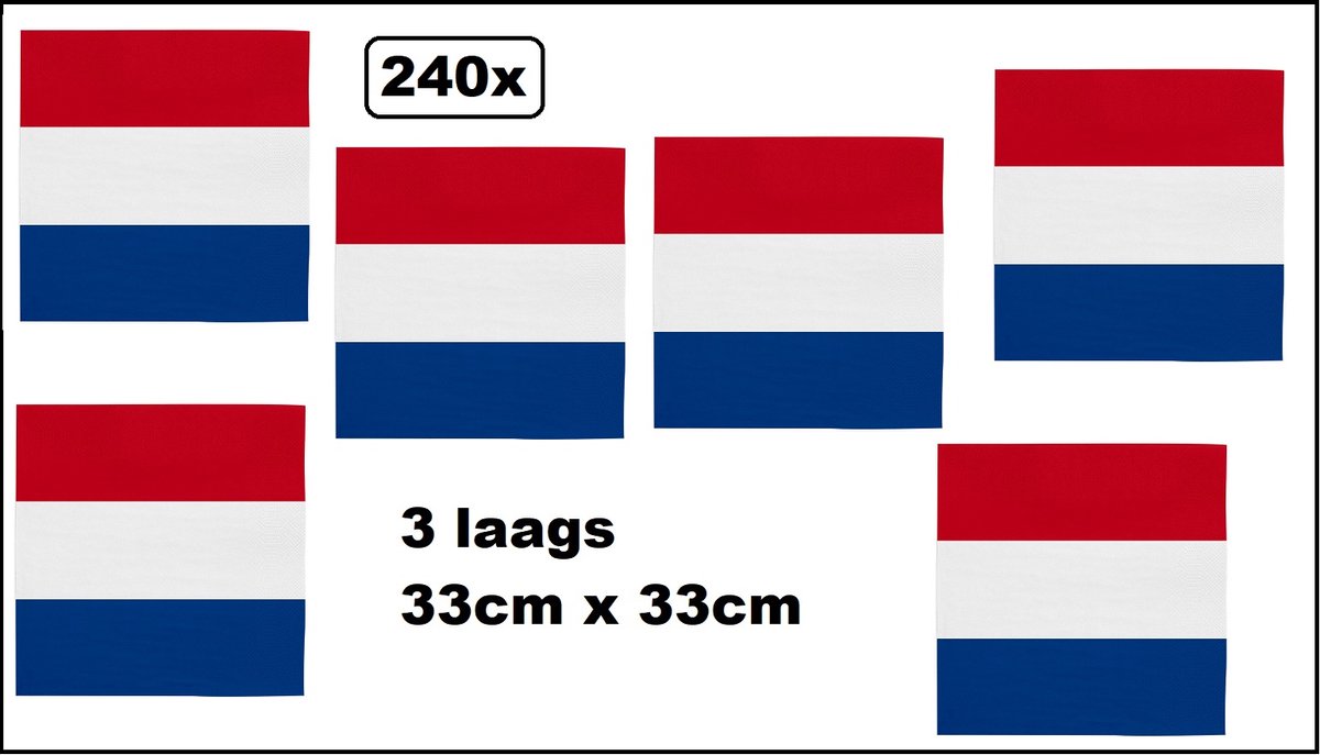 240x Servetten Holland 33cm x 33cm - 3 laags - Servet diner eten knoeien restaurant Nederland WK 2026 BBQ thema feest verjaardag feest