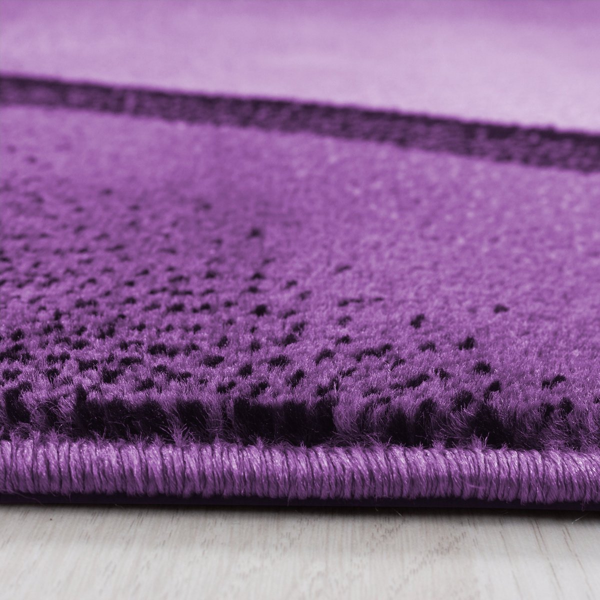 Laagpolig vloerkleed, ombré design, violette kleur, woonkamerkleed, jute achterkant, afmeting: 80 x 300 cm