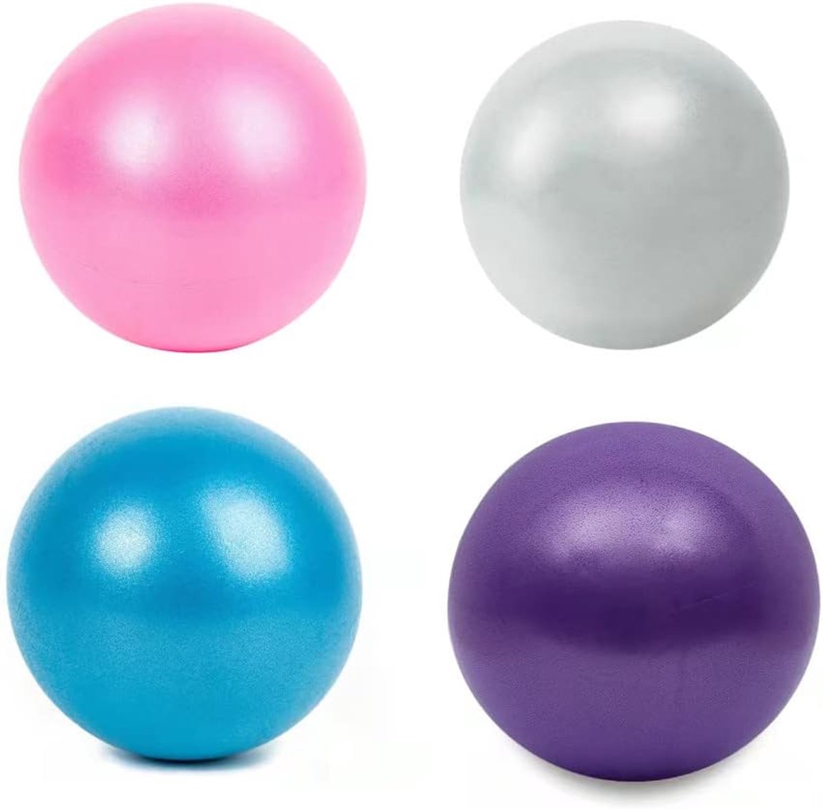 Pilates Bal - Fitness Bal - Bal 25 cm - Zachte Bal - Trainingsbal - Sport Bal - Thuis Sporten - 4 Stuks - Grijs, Roze, Paars, Blauw - van Imperatoris