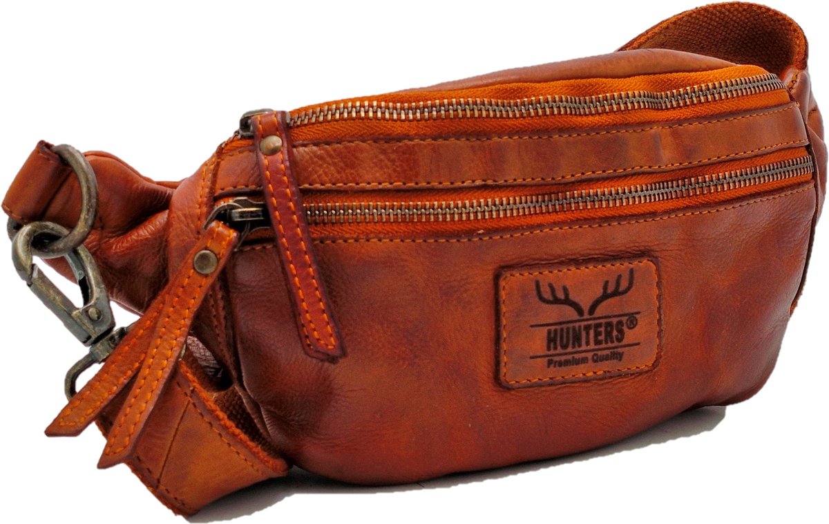 Boutique Trukado - Hunters Leren Heuptas Fanny Pack cognac - (bxhxd) ca. 23cm x 13,5cm x 6cm