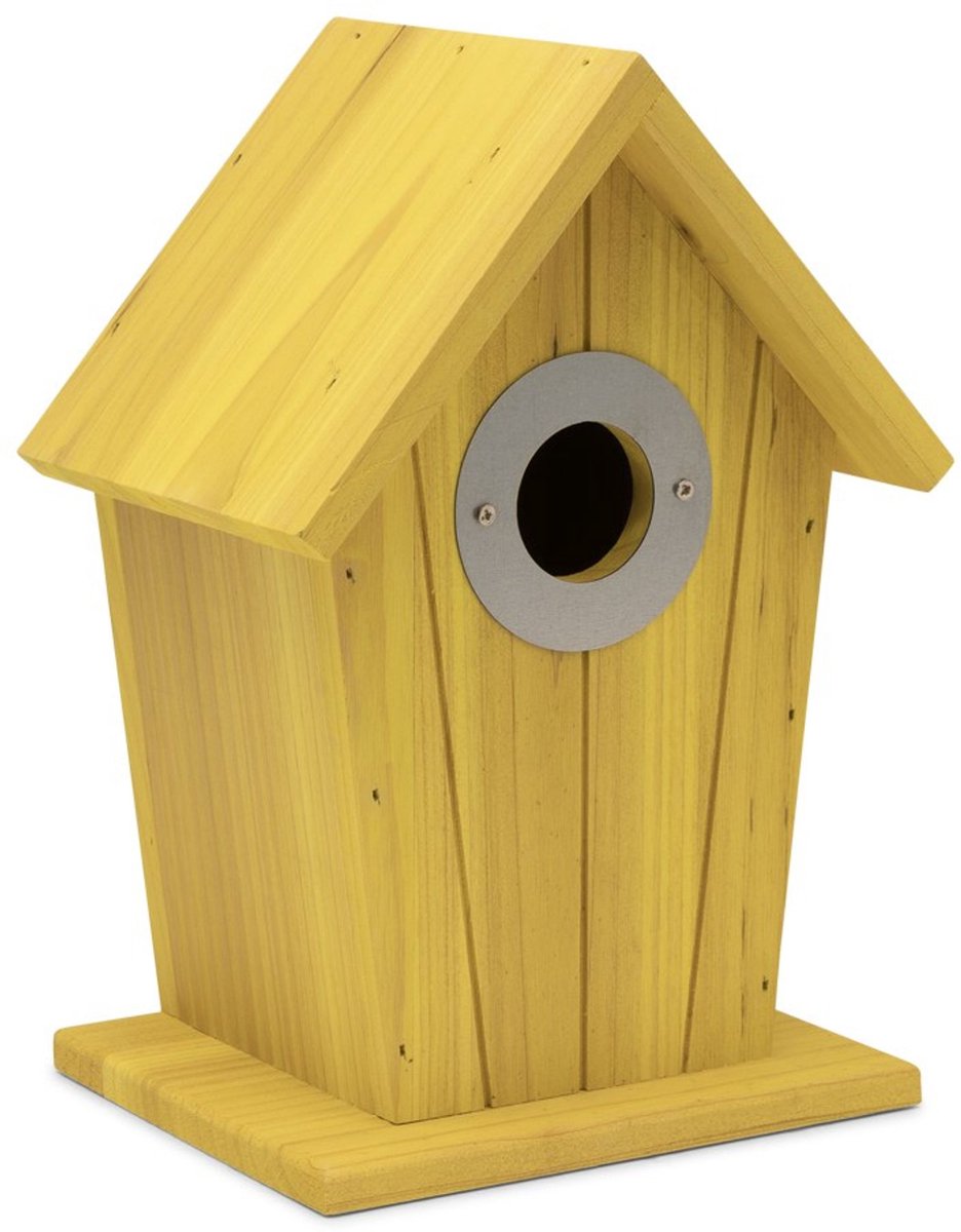 Gifts4Nature Nestkast - 32mm - Nestkastje voor o.a. Koolmees, Boomklevers & Mussen - Houten Vogelhuisje - FSC-gecertificeerd - Geel