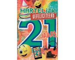 Verjaardagskaart 21 Jaar - Wenskaart Verjaardag - Kaart 21 Jaar