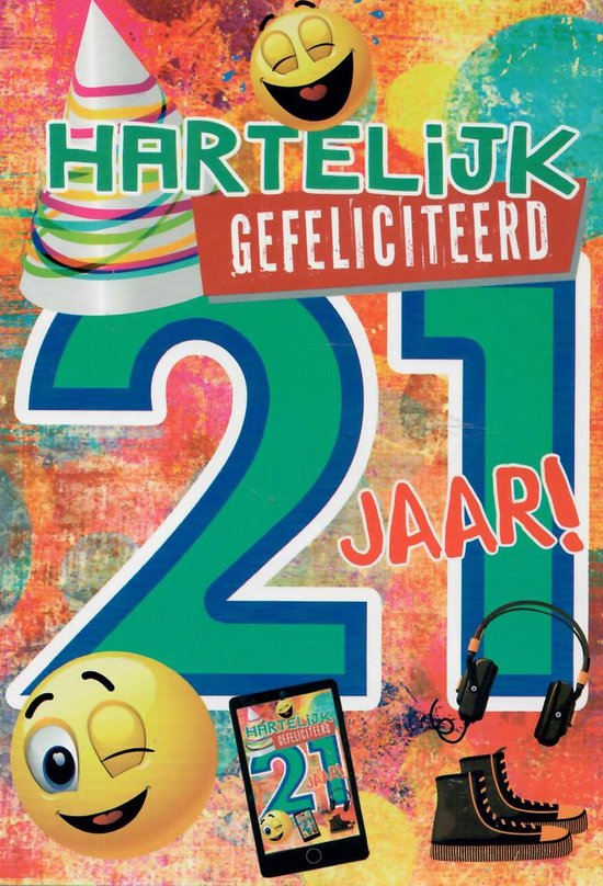 Verjaardagskaart 21 Jaar - Wenskaart Verjaardag - Kaart 21 Jaar