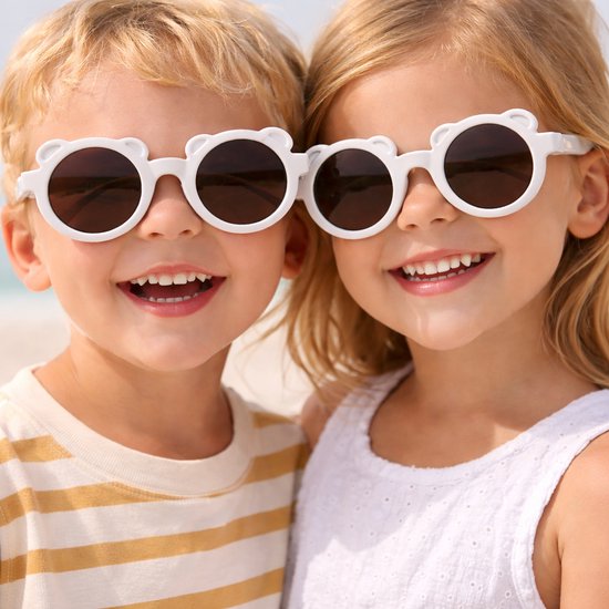 Kinderzonnebril met Berenoortjes - Rond - UV Bescherming - Flexibel - 0-6 Jaar - Wit van Merkloos — afbeelding 2