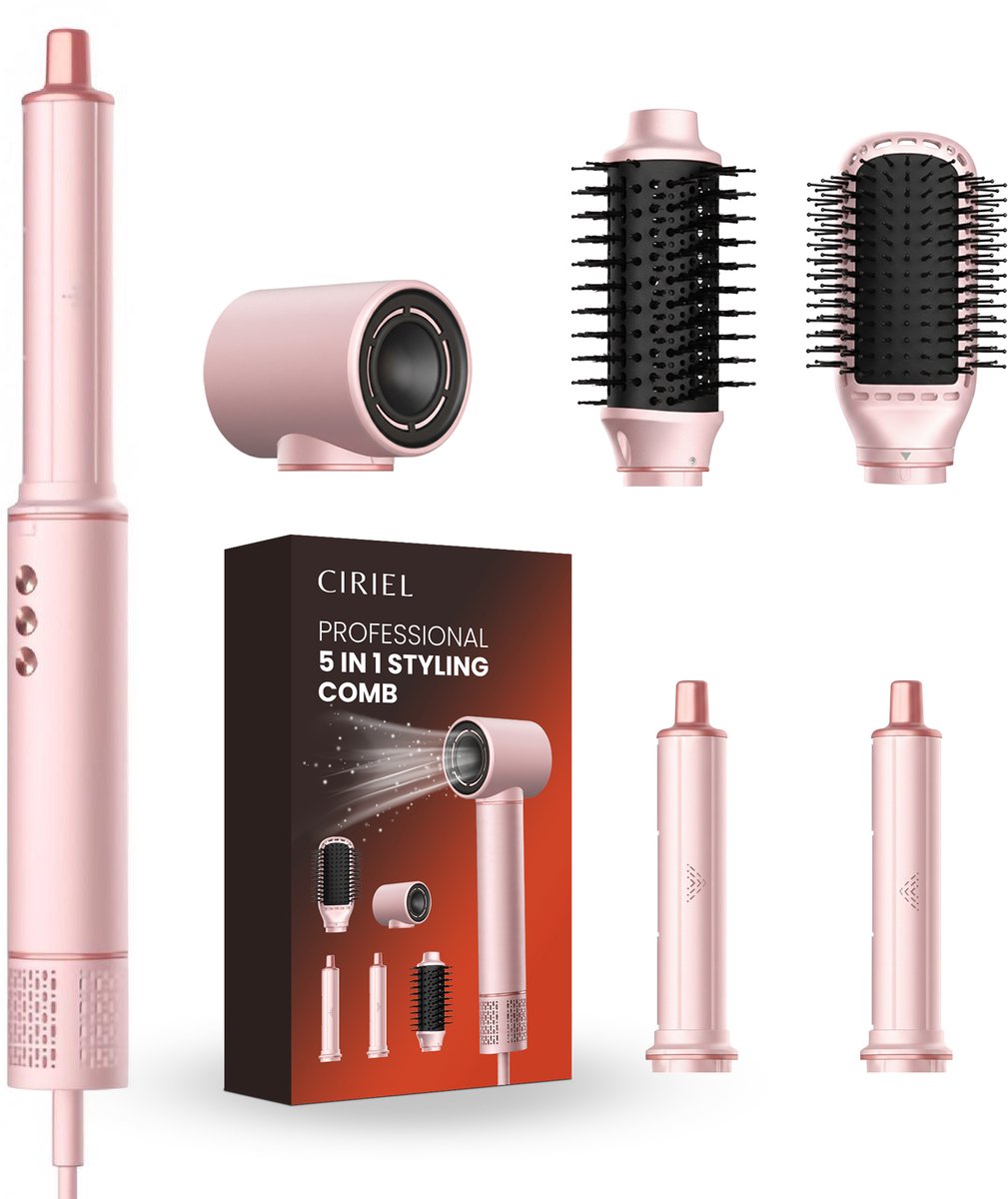 Ciriel StyleWrap 5 — 5-in-1 Föhnborstel - 110.000 RPM - 1300W – Krultang - Multistyler - Stijlborstel – AirStyler met 5 Opzetstukken – 3 Temperatuurstanden