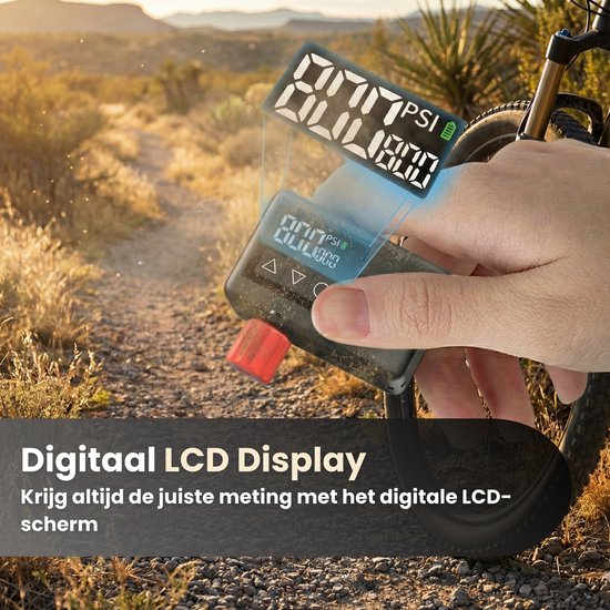 Elektrische Fietspomp XS - 108 gram - Draagbaar - Smart Digitaal Display - Mini Luchtcompressor - Koersfiets - Racefiets - Gravelbike - Sportfiets - Stadsfiets - Mountainbike - Scooter - Fatbike - USB-C Oplaadbaar - Presta/Schräder/Dunlop